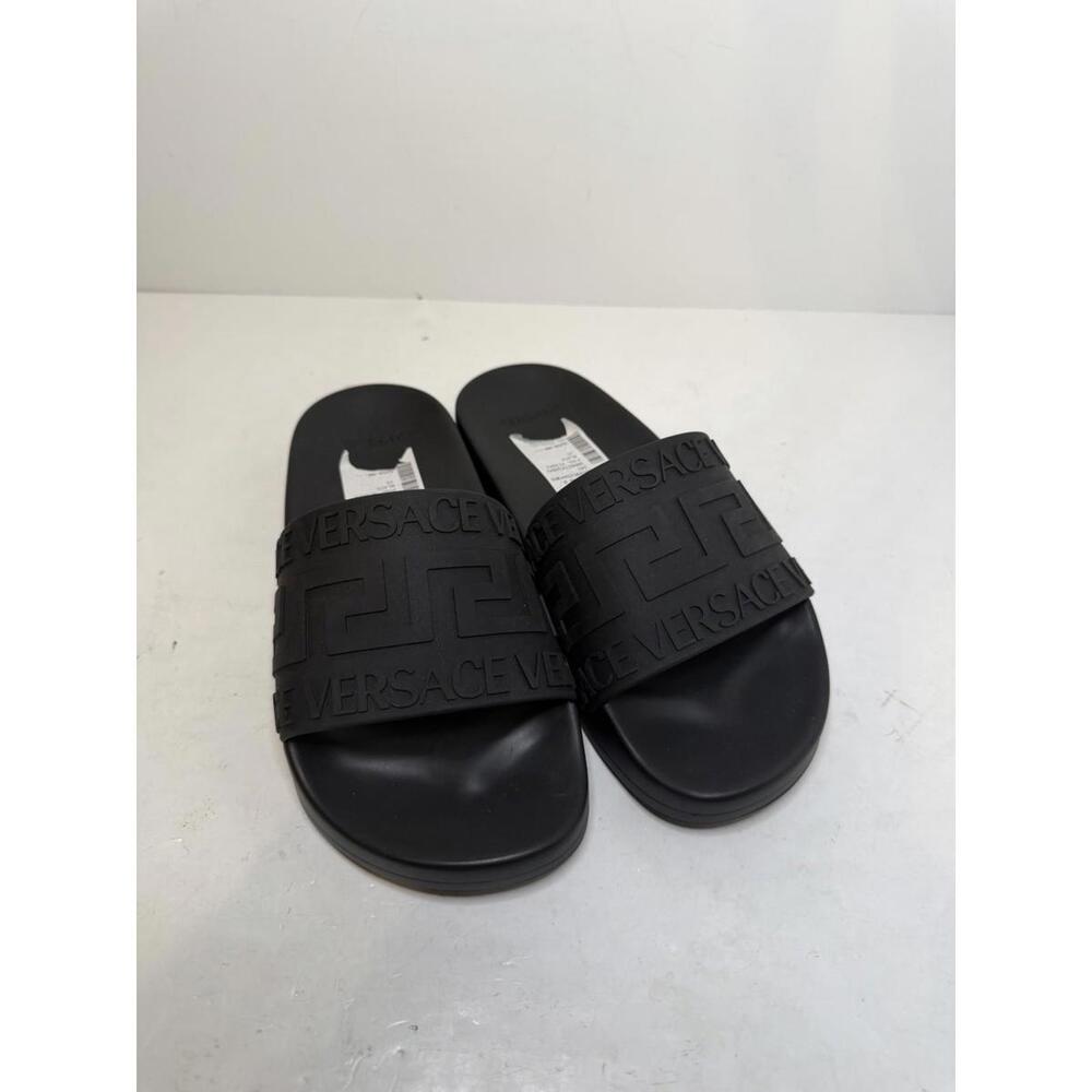 Versace Black Greca Logo Slide Sandals Women’s EU 35 New No Box